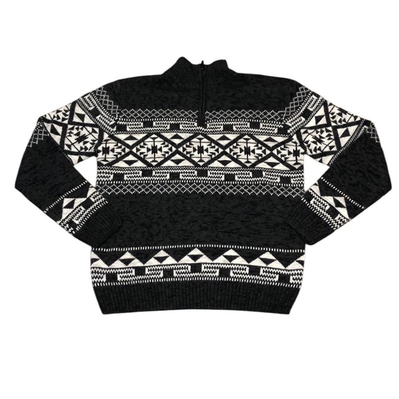 NWT Amongst Others Sweatee Size XL Black Tribal Fairisle - Picture 1 of 8